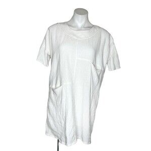 ELLISON Textured Cotton White Tunic Size Medium Lagenlook